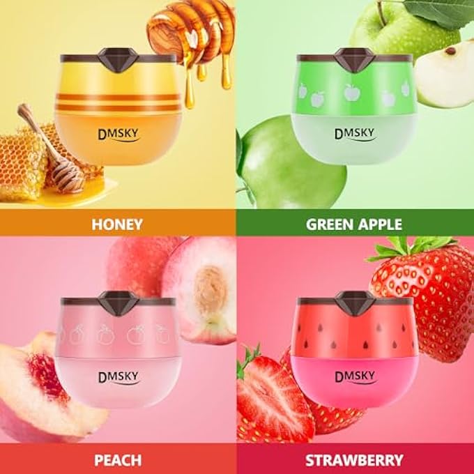 Dmsky 4PCS BEE LIP BALM LIP MASK HONEY POT, HONEY & STRAWBERRY & PEACH & APPLE PROPOLIS LIP MASK OVERNIGHT MOISTURIZING HONEY BALM WITH STICK FOR DRY CRACKED LIPS - Image 2